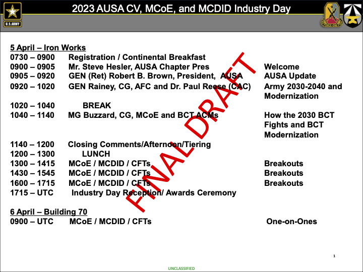 Industry Day 2023 Registration Fort Moore AUSA
